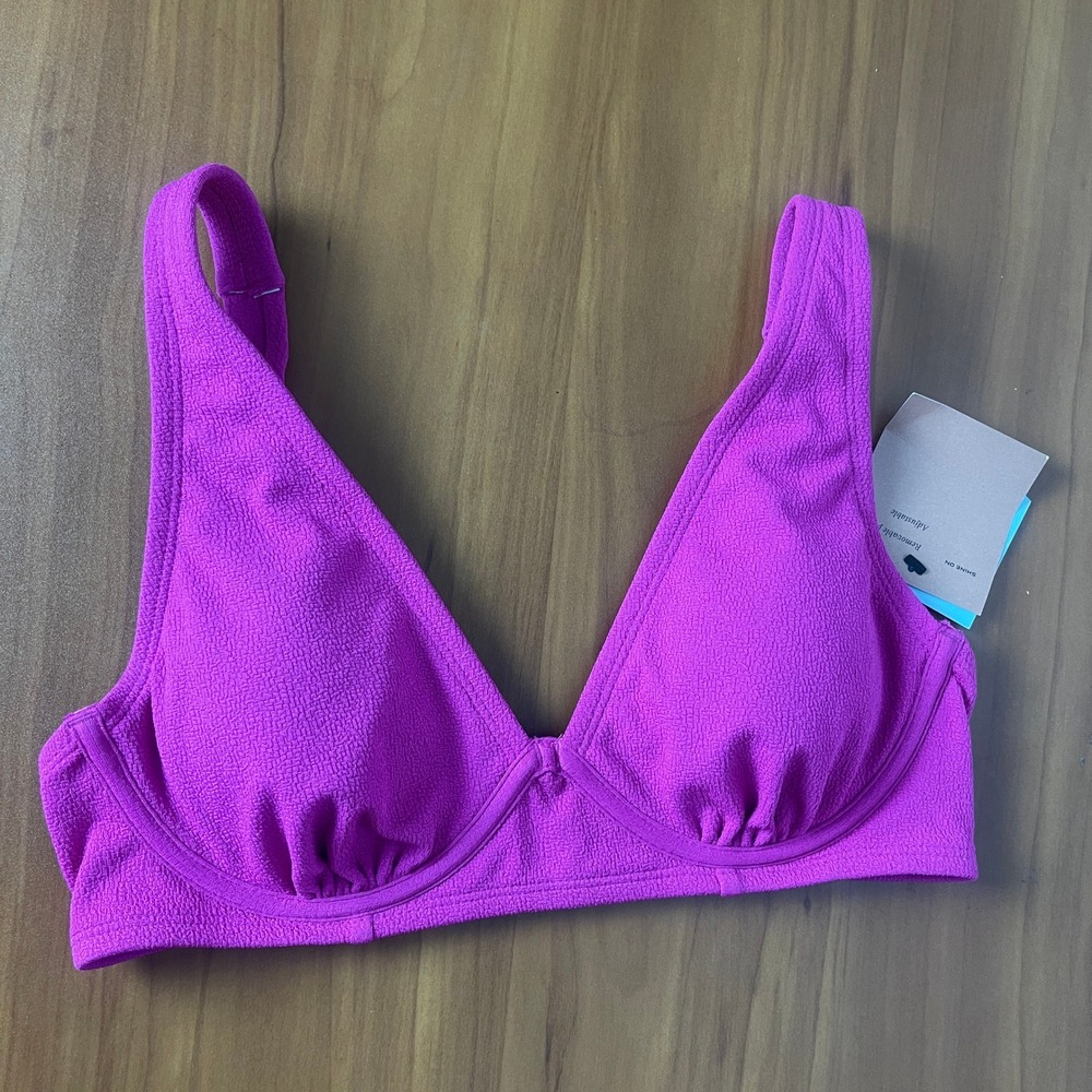 Shade & Shore Magenta Pink Textured Underwire Bikini Top Swimsuit Bra34C